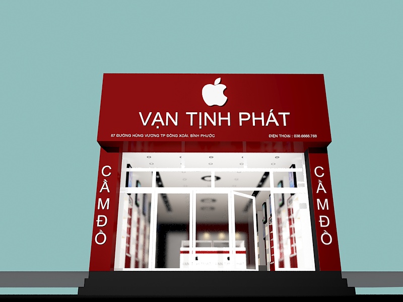 Thi công cửa hàng điện thoại Đồng Xoài